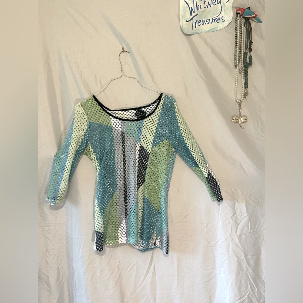 Lynn Ritchie multi color netted tunic medium